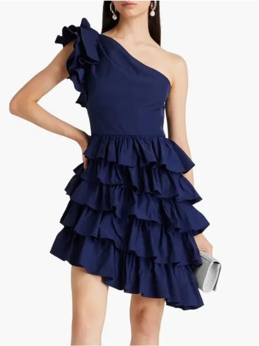 NWT MARCHESA NOTTE tiered one shoulder maximalist cocktail dress salsa party sz6